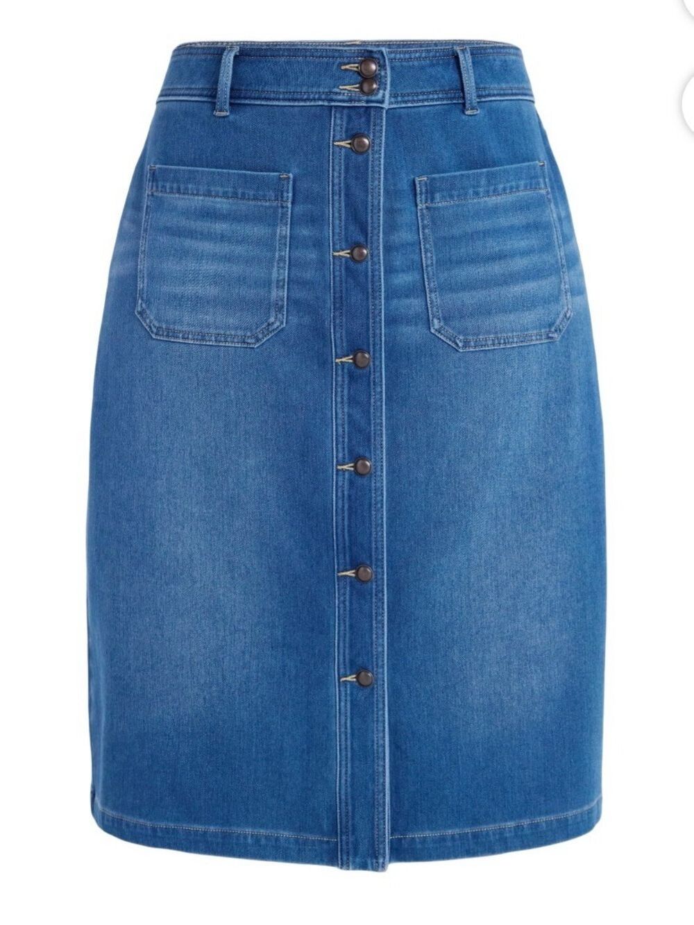 Terra & Sky Blue Denim Button-Front Skirt size 16W